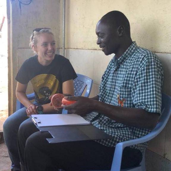 Lilly Smith talking to local man