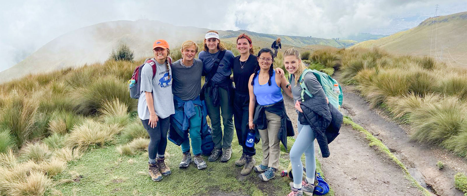 biology students on top of a mountain