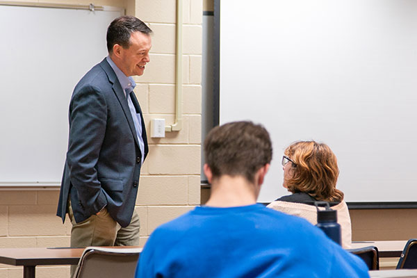 professor teaching a class of students