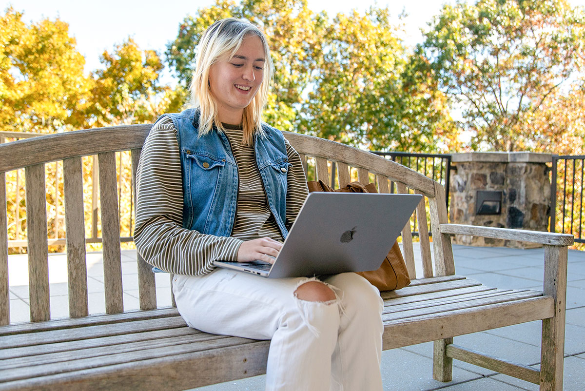 female student on computer