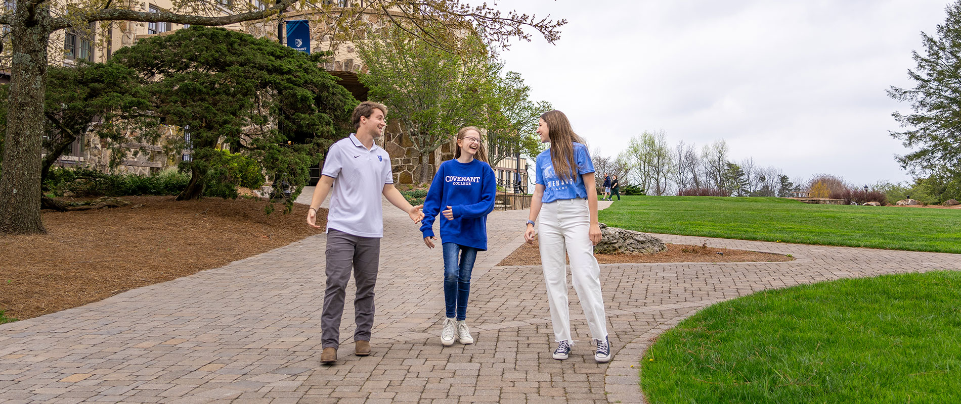 students walking on campus
